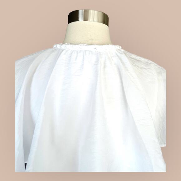 VINCE White Wrap Dress Flutter Sleeve V-Neck Ruffle Cape Midi Designer XS NWOT - Picture 11 of 15